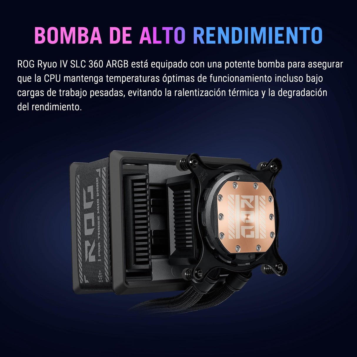 Asus ROG Ryuo IV SLC 360 ARGB - Sistema de refrigeración líquida todo en uno para CPU; tubos más cortos; pantalla AMOLED curva de 6,67 pulgadas que admite vídeo o información personalizada del sistema