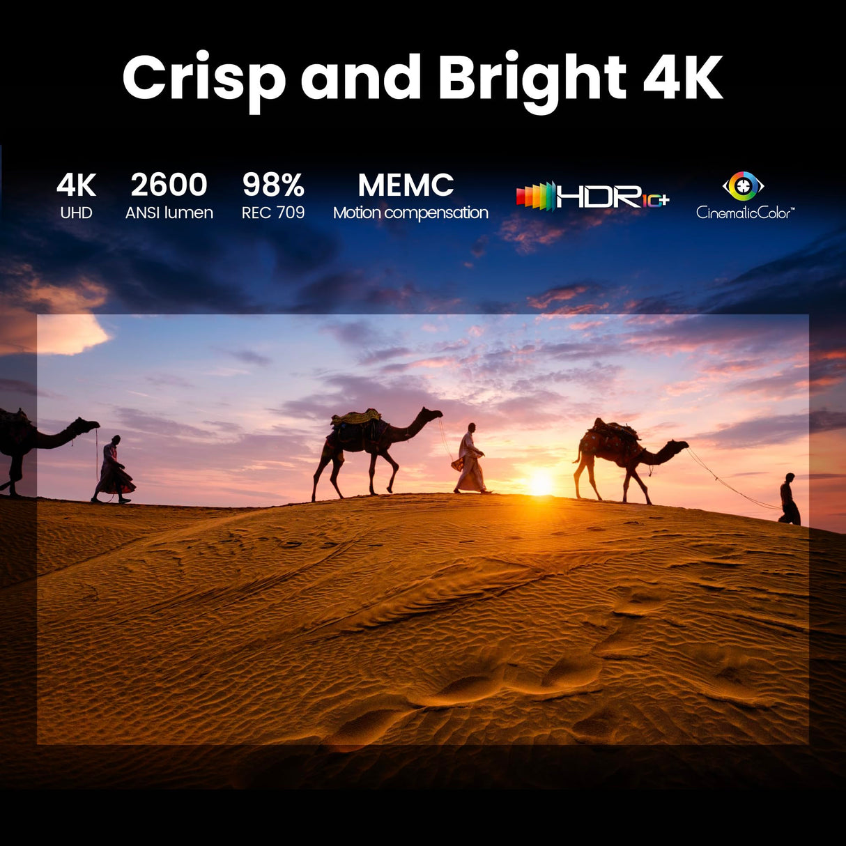 BenQ GP520 proyector LED 4K HDR 2600 lúmenes para Sala de Estar, Google TV, Modo Cine automático, MEMC, Rec.709, HDR10+, HDMI 2.1, USB-A, USB-C, Wifi6, Bluetooth 5.2, eARC, Dolby, Sonido 7.1 Canales