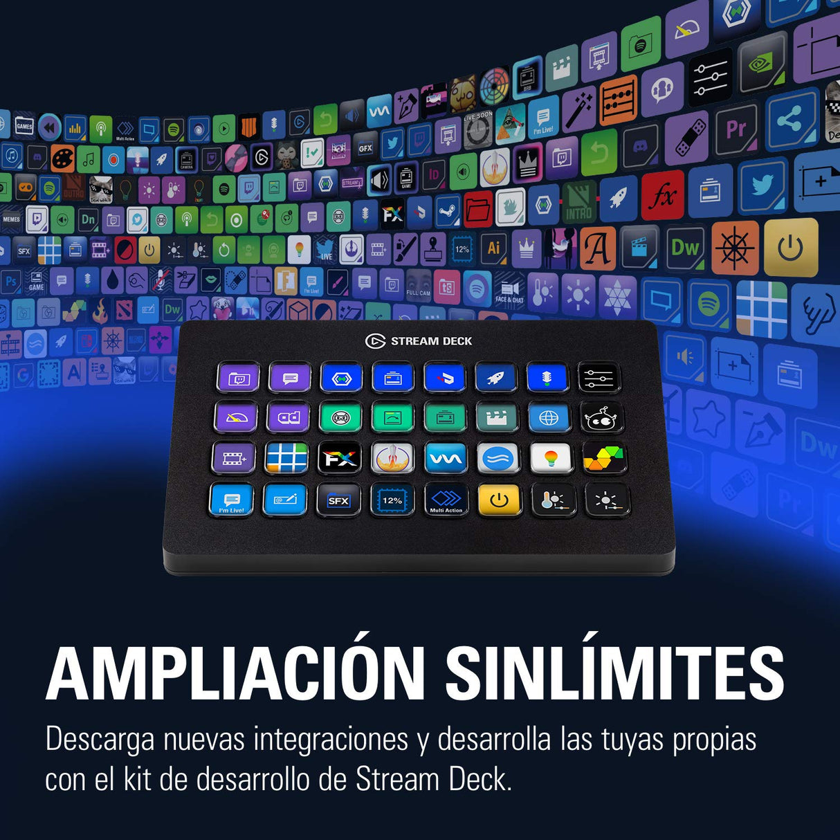 Elgato Stream Deck XL – Controlador avanzado de estudio, 32 teclas macro, activa acciones en apps y software como OBS, Twitch, YouTube y otros, funciona en Mac y PC