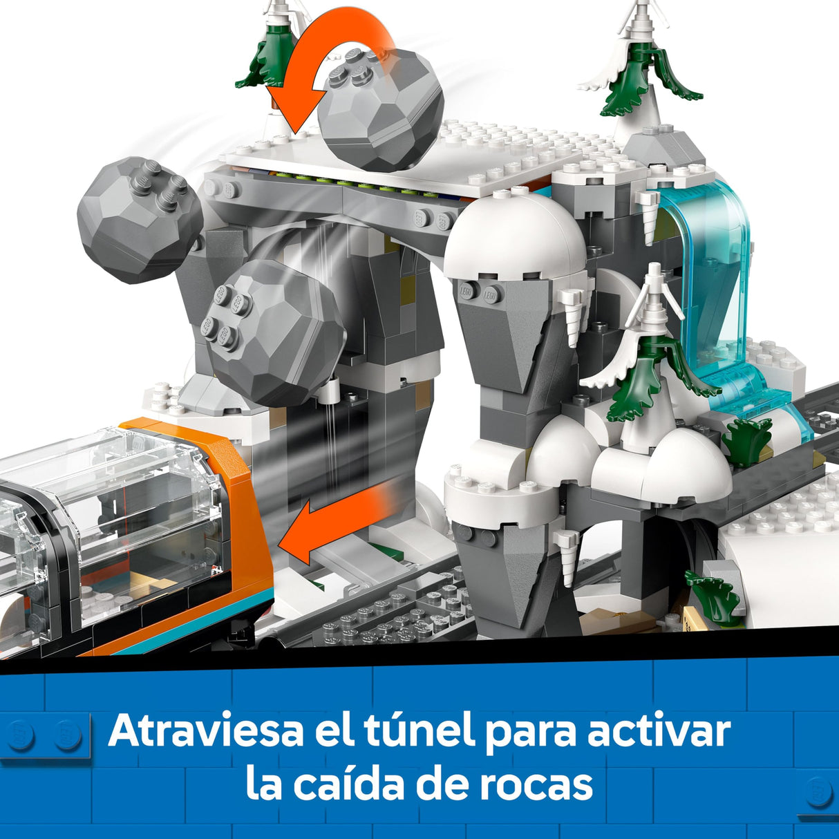LEGO City Tren Expreso Polar Ártico de los Exploradores - Tren de Juguete Teledirigido - Quitanieves, 22 Tramos de Vías, 6 Minifiguras y Caída de Rocas - Regalo para Niños y Niñas de 7+ Años 60470