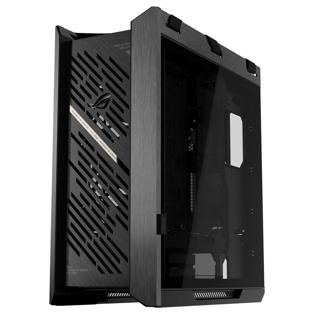 ASUS ROG Strix Helios II GX601S - Chassis EATX Gaming de Aluminio, diseño de Rejilla de Diamantes, 4 Ventiladores, gestión vertátil de Cables, Controlador ARGB, USB-C, Correas de Transporte - Negro