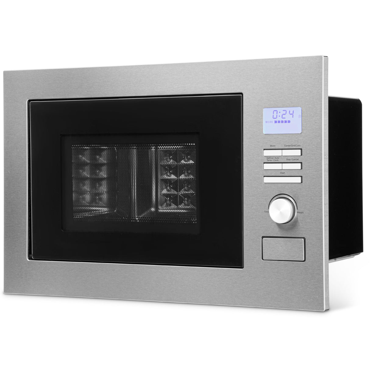 Microondas empotrable Bomann 3en1 con grill y convección, 25 L de espacio de cocción, 8 programas, incl. rejilla para grill y plato giratorio (Ø 27 cm), 900 vatios, acero inoxidable, MWG 3001 H EB