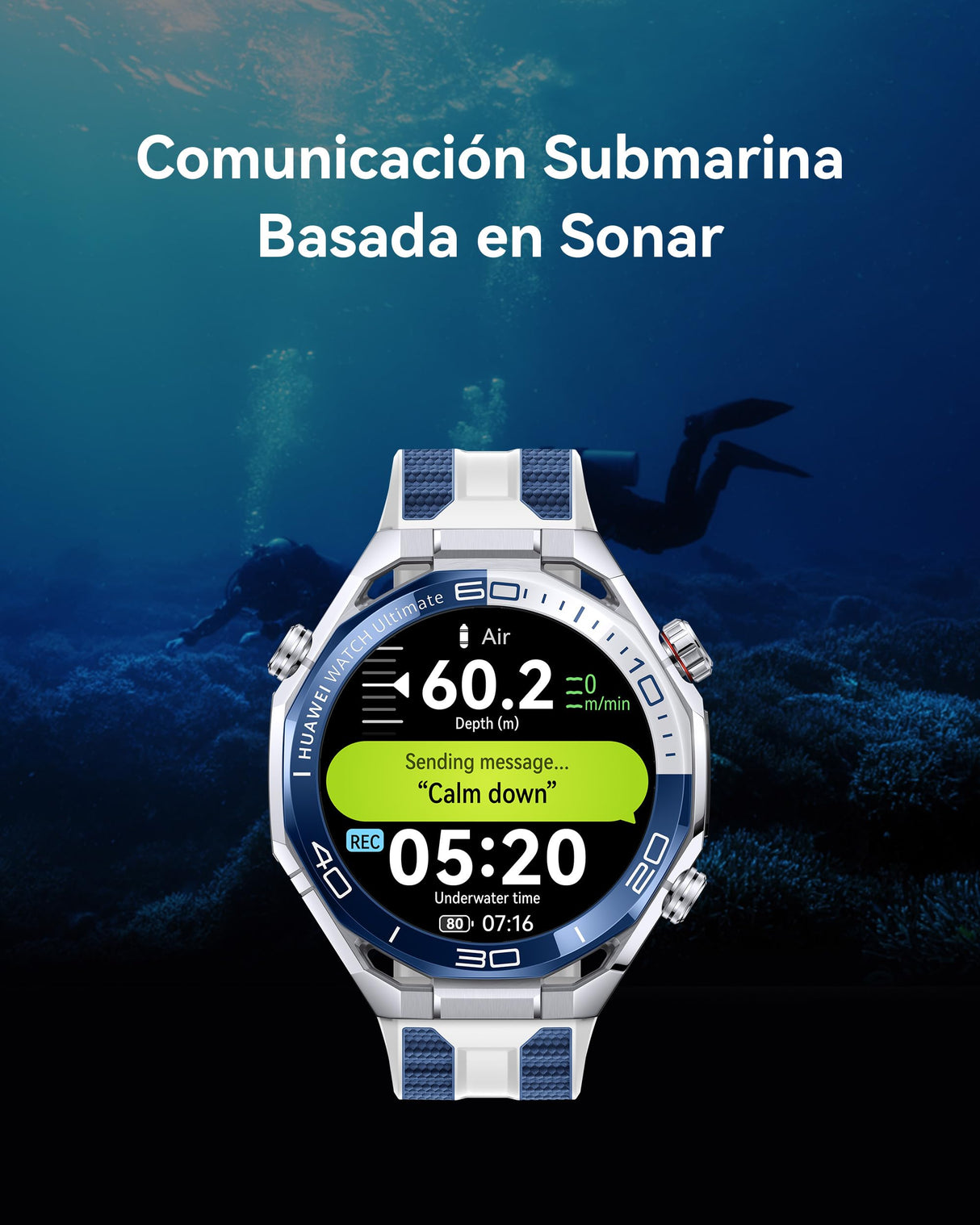 HUAWEI Watch Ultimate 2, Reloj Inteligente GPS, Metal Líquido a Base de Circonio, Buceo de hasta 150 Metros, Comunicación Subacuática Basada en Sonar, Monitoreo de Salud Preciso, eSIM, Azul