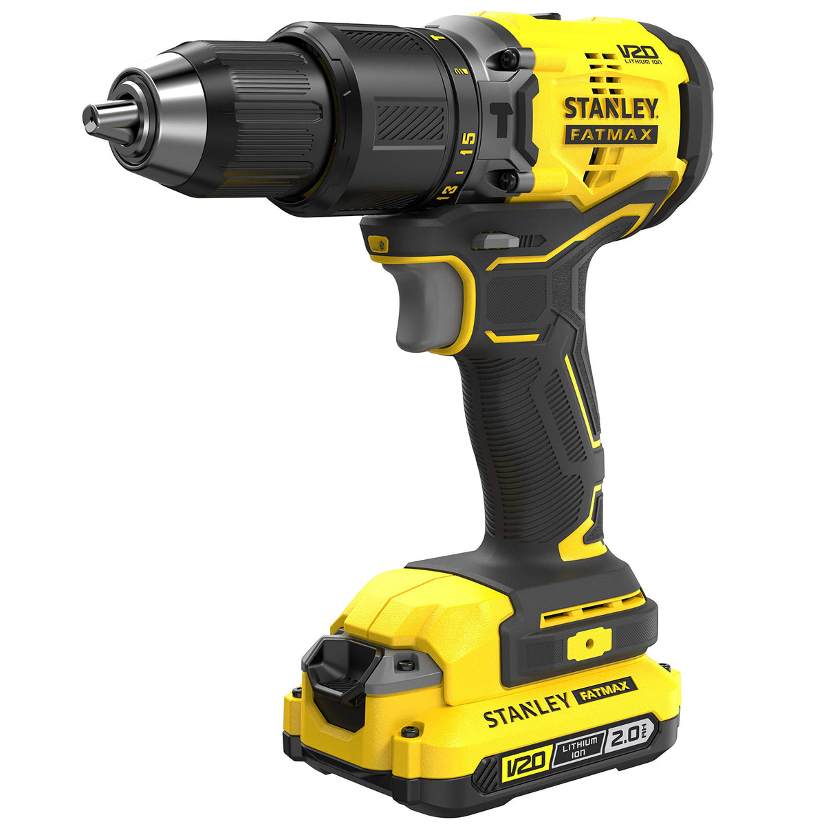 STANLEY SFMCD715D2K-QW Taladro Percutor V20 LI-Ion 18V Brushless con 2 Baterías 2Ah Inlcuye Cargador y Maletín
