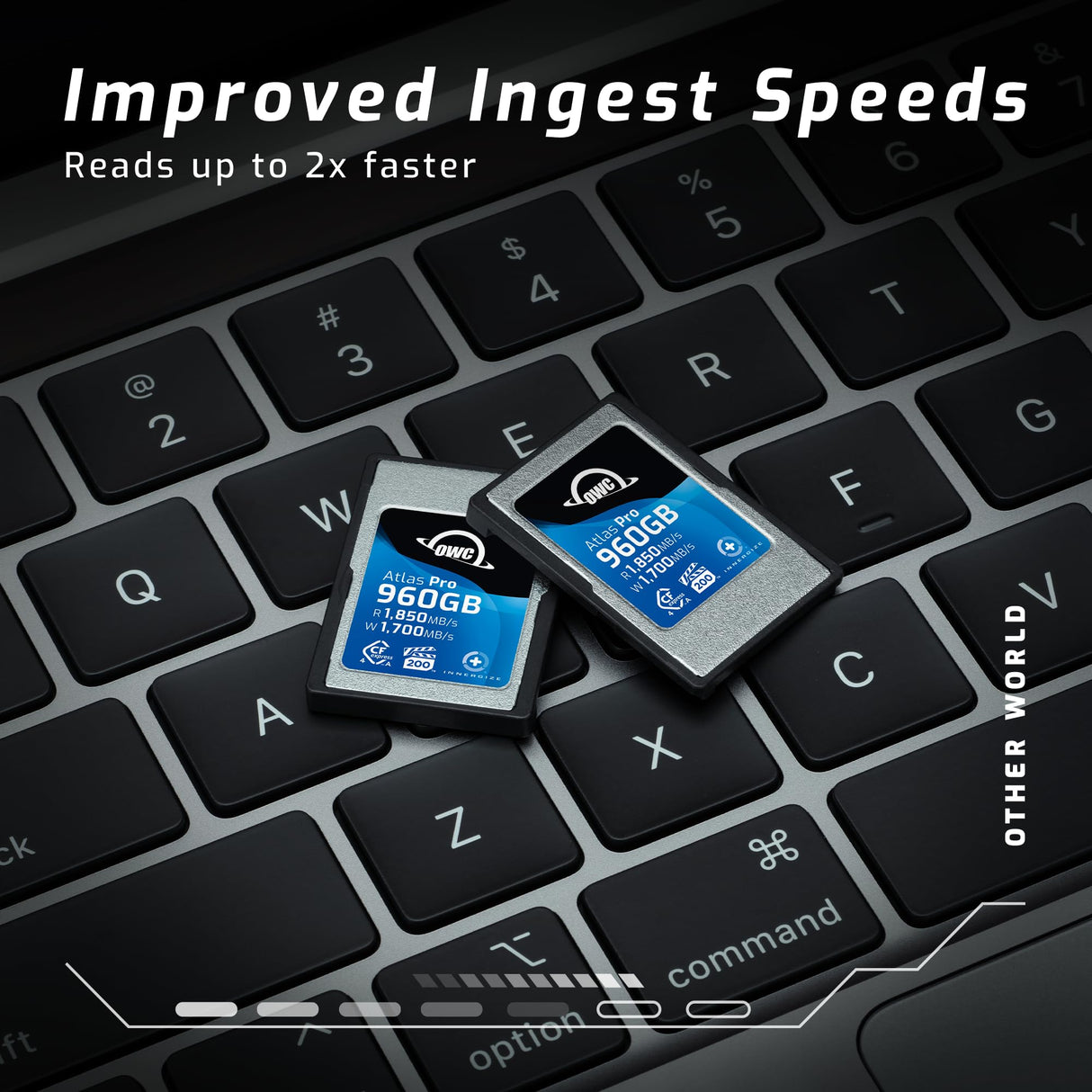 OWC - Tarjeta de Memoria Atlas Pro Cfexpress 4.0 Tipo A (960 GB, Calidad Profesional, hasta 1850 MB/s de Lectura y 1700 MB/s de Escritura