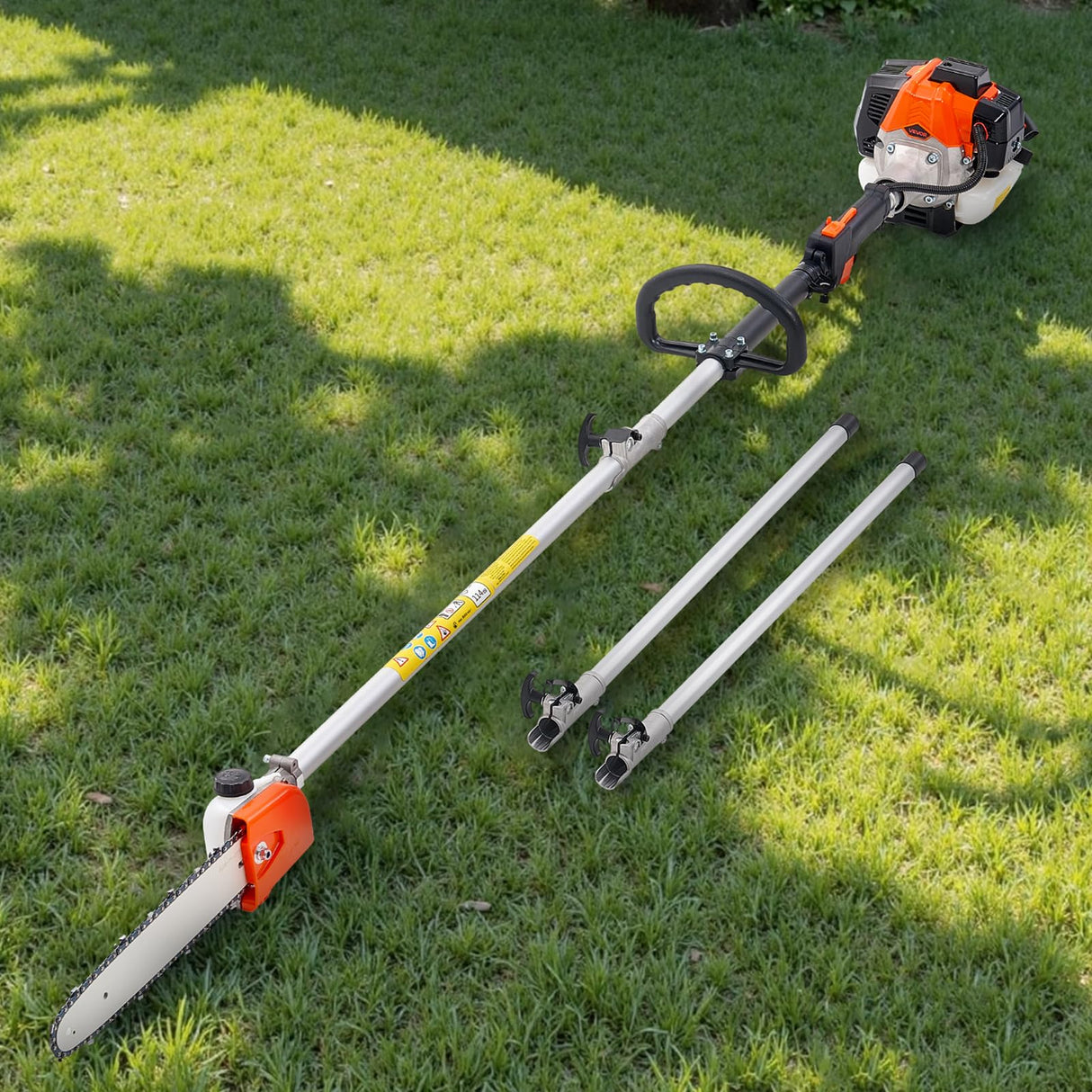 VEVOR Motosierra de Pértiga a Gasolina, Motosierra Inalámbrica de 25 cc y 2 Tiempos con Barra de Corte de 30,5 cm, Tanque de Combustible de 650 ml y Extensible de 2,12-3,62 m para Podar Árboles
