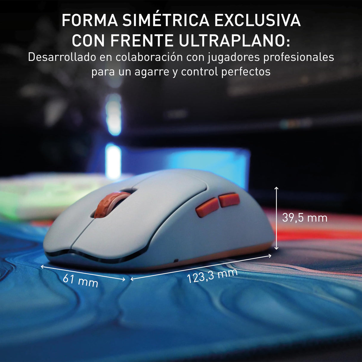 CHERRY XTRFY M68 Wireless, Ratón Inalámbrico de Gaming Ultra Rápido, 2.4 GHz RF, Optimizado para esports, 8K, Forma Simétrica con Parte Frontal Baja, Azul