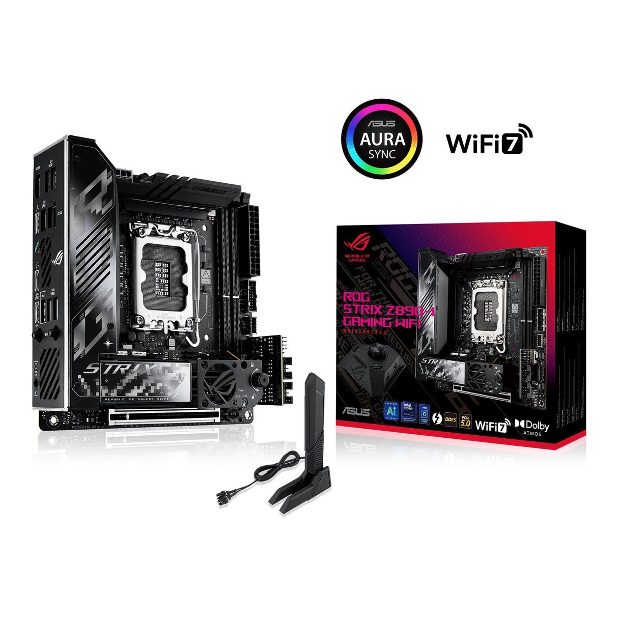 ASUS ROG Strix Z890-I Gaming WiFi - Placa Base Mini-iTX, 10+1+2+1 etapas de Potencia, DDR5, PCIe 5.0 Compatible con GPU de última generación, Dos M.2, WiFi 7, AI Overclocking, AI Networking II