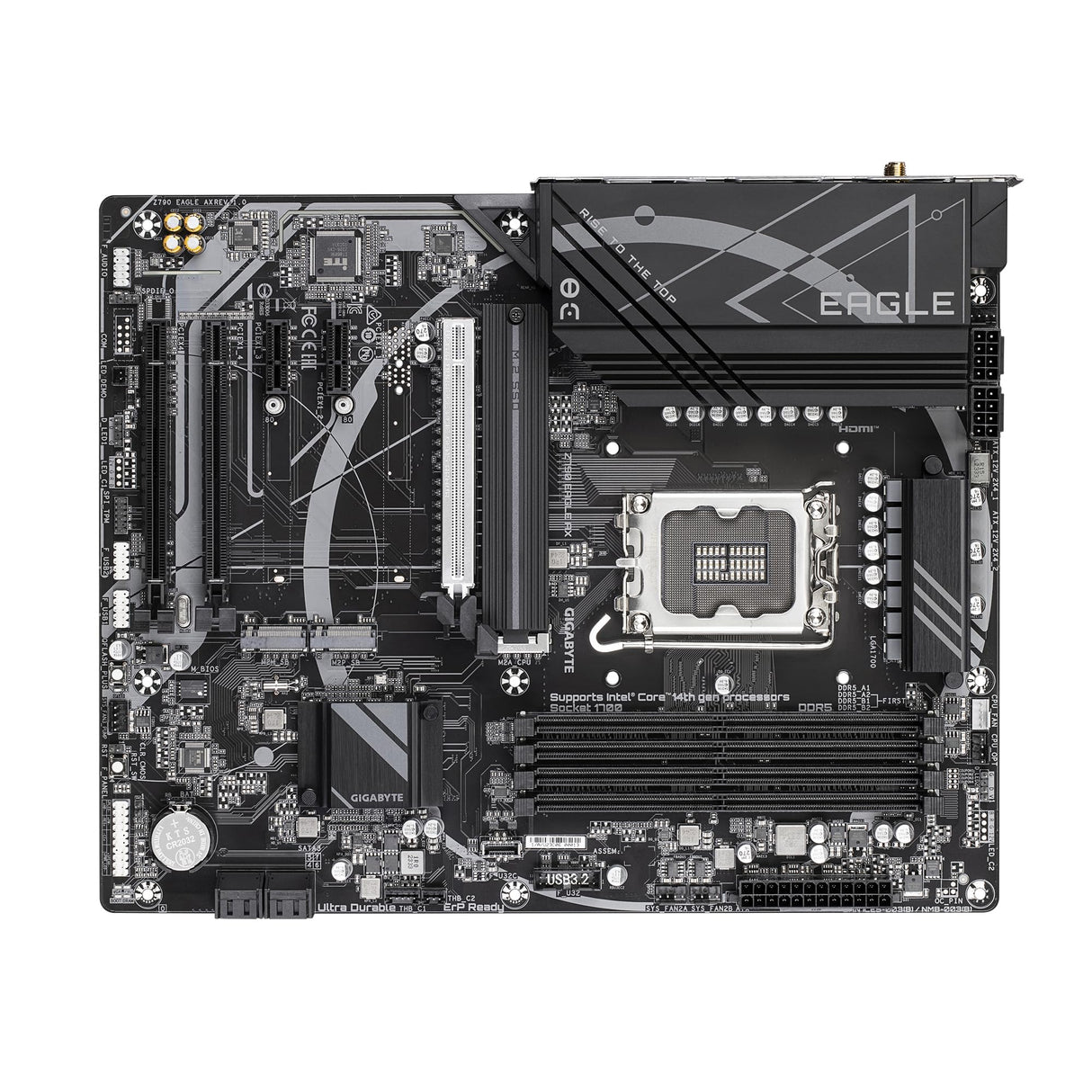 GIGABYTE Z790 Eagle AX Placa Base - Soporta CPUs Intel Core de 14ª generación, VRM Digital de 12+1+1 Fases, hasta 7600MHz DDR5 (OC), 3xPCIe 4.0 M.2, Wi-Fi 6E, LAN de 2.5GbE, USB 3.2 Gen 2