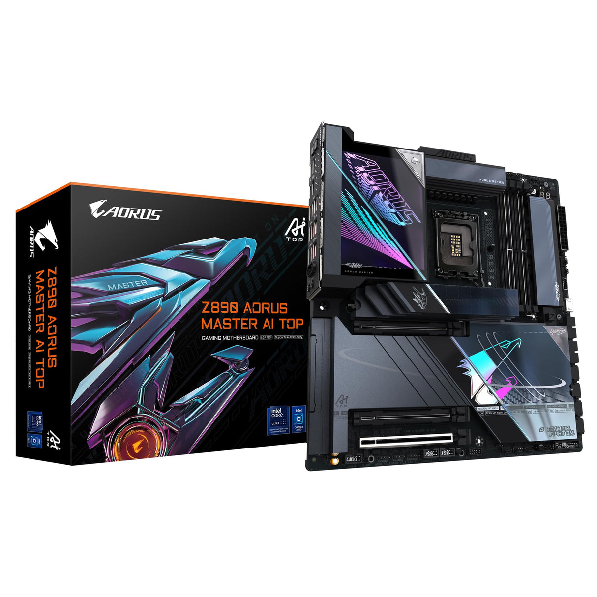 GIGABYTE Z890 AORUS Master AI Top Placa Base - Compatible con CPUs Intel Core Ultra (Serie 2), VRM de 20+1+2 Fases, hasta 9500MHz DDR5 (OC), PCIe 5.0 M.2, Wi-Fi 7, Thunderbolt 4