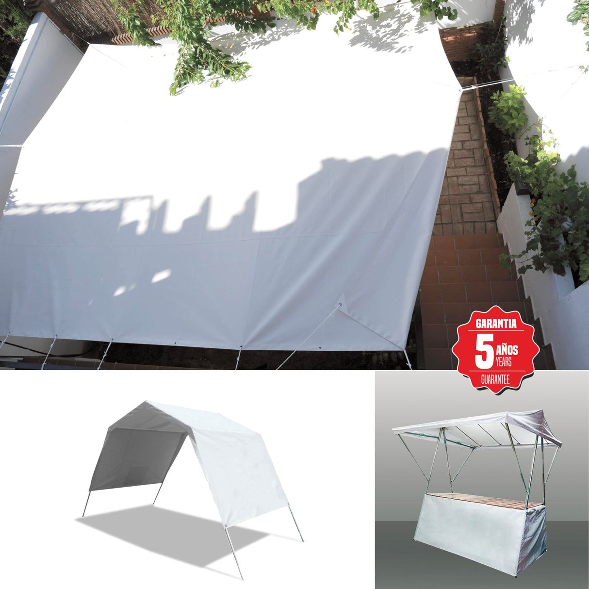 Bikain - Lona Impermeable Exterior - 8x12 Metros - 120g/m2 Reforzada - Argollas Antidesgarro - Toldo 100% Impermeable y 100% Protección UV - Cubretodo Múltiples Usos - 3 Capas Laminado Cruzado