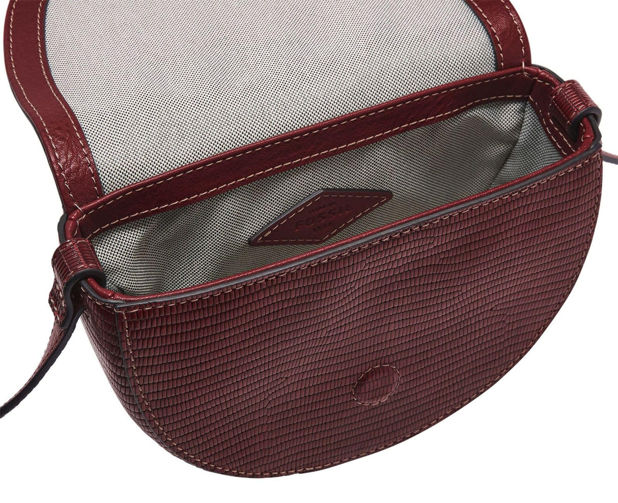Fossil bolso de mujer Harwell, Bolso crossbody pequeño con solapa en piel repujada efecto lagarto, Largo: 16,5 cm, Ancho: 5,1 cm, Alto: 11,4 cm, ZB1939243