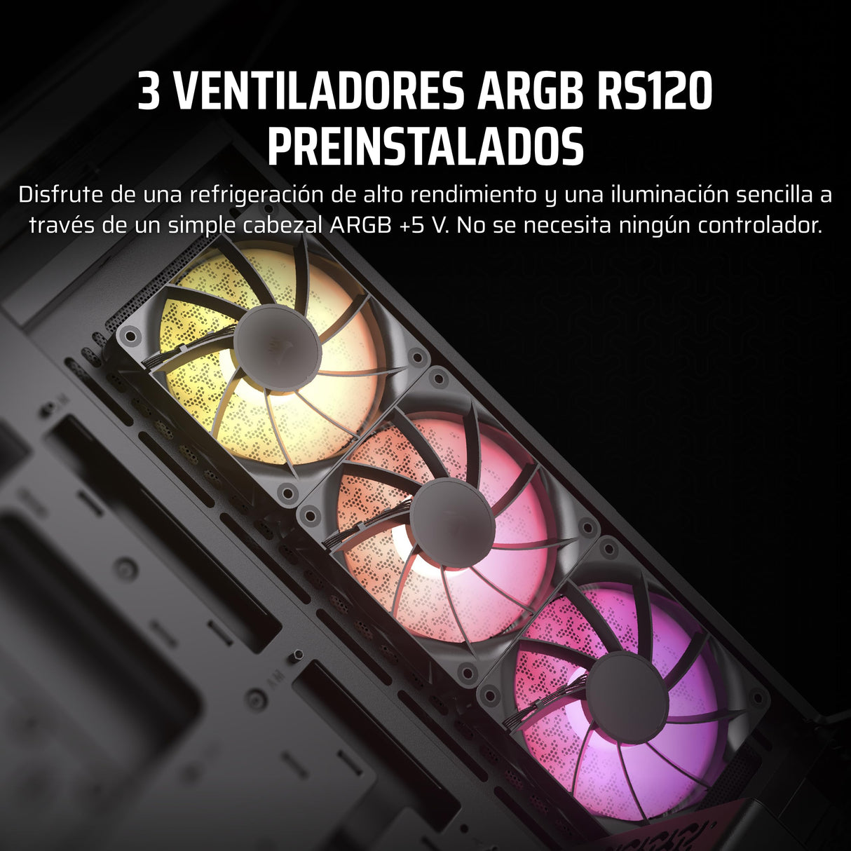 CORSAIR 3500X ARGB Media-Torre ATX Caja de PC - Cristal Templado Panorámico - Compatible Placa Base de Conexión Inversa - 3X Ventiladores CORSAIR RS120 ARGB Incluidos - Negro