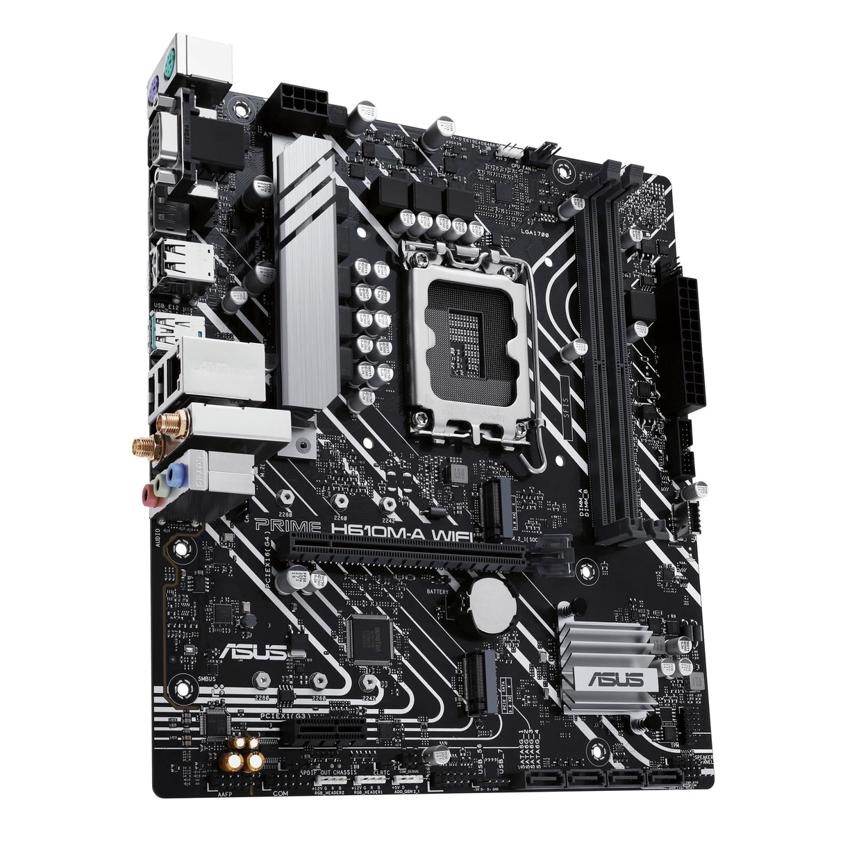 ASUS Prime H610M-A WiFi Intel H610 (LGA 1700) MATX Placa Base con PCIe 4.0, Ranuras M.2 duales, DDR5, Intel 1Gb Ethernet, DisplayPort, HDMI, VGA, Puertos USB 3.2Gen 2, cabeceras direccionables Gen 2,
