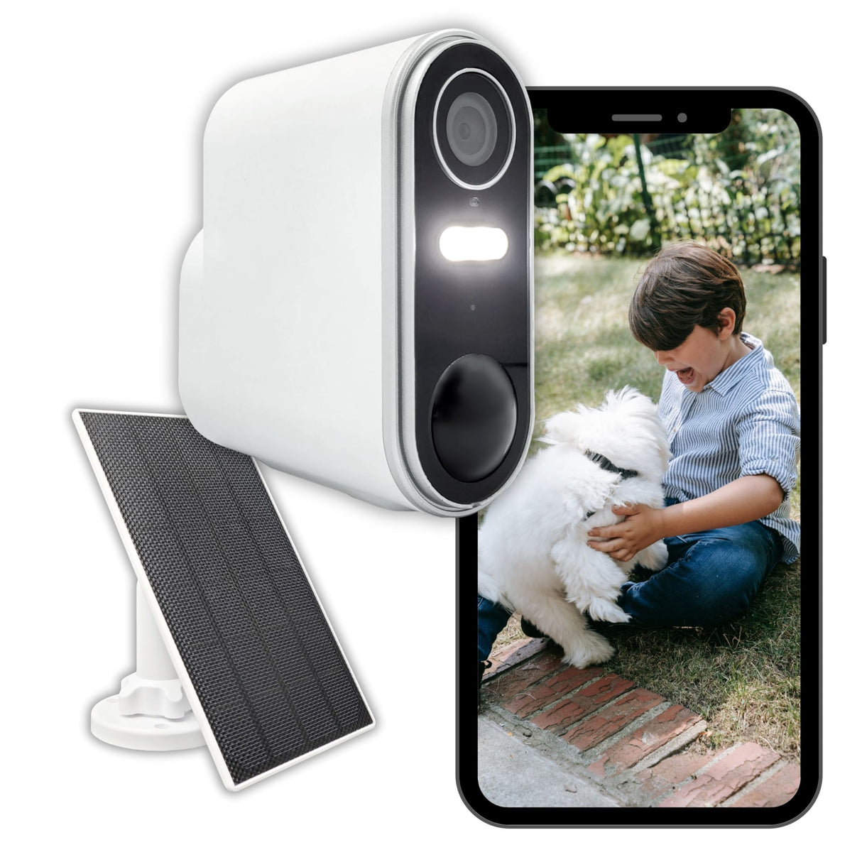 Konyks Camini Air 2 Solar - Cámara de vigilancia al Aire Libre inalámbrica WiFi con Panel Solar, notificaciones detección de Movimiento, visión Nocturna en Color, función de iluminación y Sirena