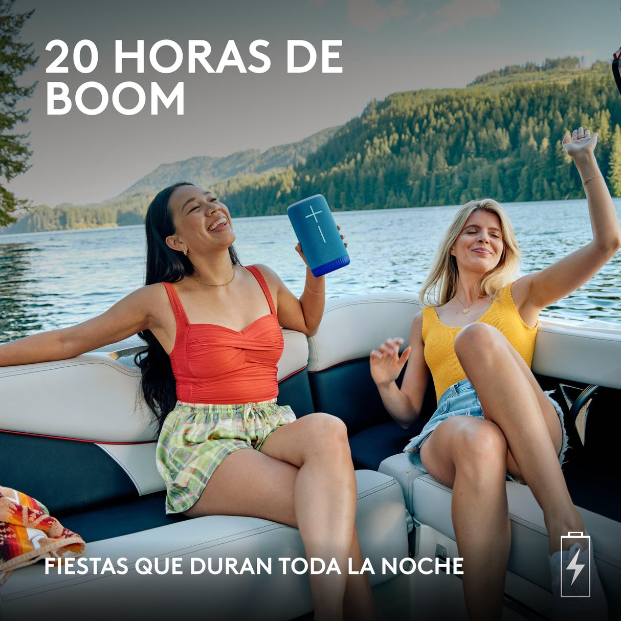 Ultimate Ears EVERBOOM, Altavoz Bluetooth portátil inalámbrico, Graves potentes, Sonido inmersivo de 360 Grados, Impermeable IP67, Flota, 20 Horas de batería, Radio de acción 55m - Azul