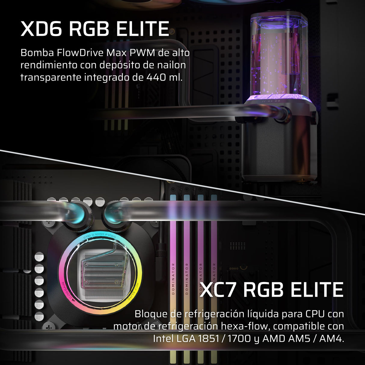 Corsair iCUE Link XH505i RX360 RGB Kit de Refrigeración Personalizada – Bloque de Refrigeración Liquida XC7 Elite, Bomba y Depósito XD6 Elite, 3 RX120 RGB, Radiador XR5 de 360 mm, System Hub - Negro