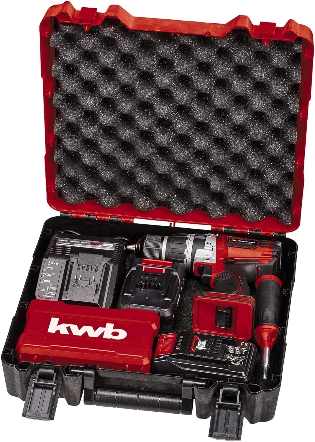 Einhell Professional Taladro percutor con batería TP-CD 18/60 Li-i BL +39 Power X-Change (18V, 60 Nm, set de puntas/brocas de 39 piezas, 2 baterías PXC de 2,0 Ah, E-Box Basic)