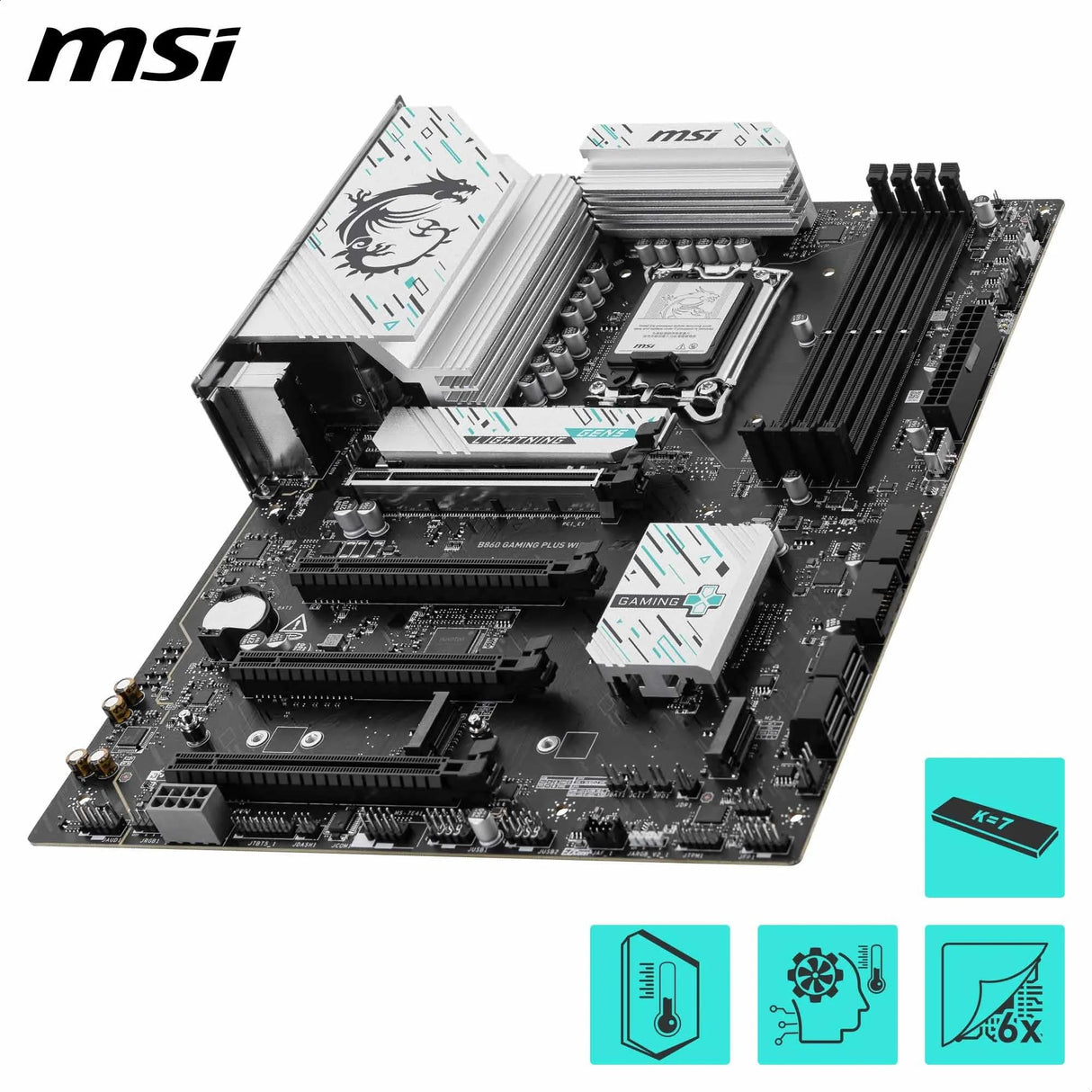 MSI B860 GAMING PLUS WIFI Placa base, ATX - Compatible con procesador Intel Core Ultra (Serie 2), LGA 1851 - DDR5 Memory Boost 8800+ MT/s (OC), PCIe 5.0 x16 x16, M.2 Gen5, Intel Killer 5G LAN, Wi-Fi7
