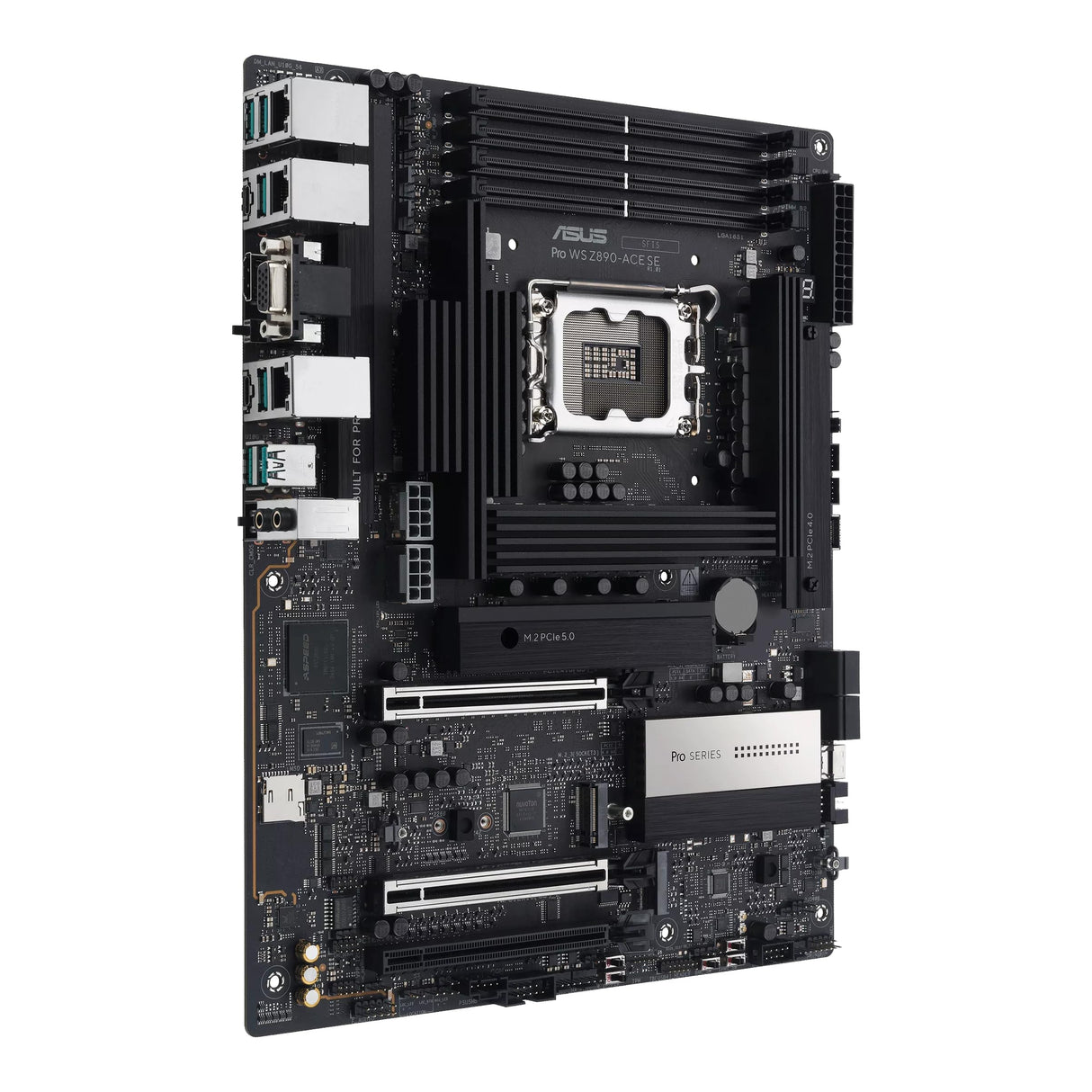 ASUS Pro WS Z890-ACE SE, Placa Base Intel ATX, 16+2+1+2 Fases de alimentación, Ranura DDR5, PCIe 5.0 para Tarjetas gráficas de Nueva generación, 4 Ranuras M.2, Puertos USB-C Thunderbolt, Negro