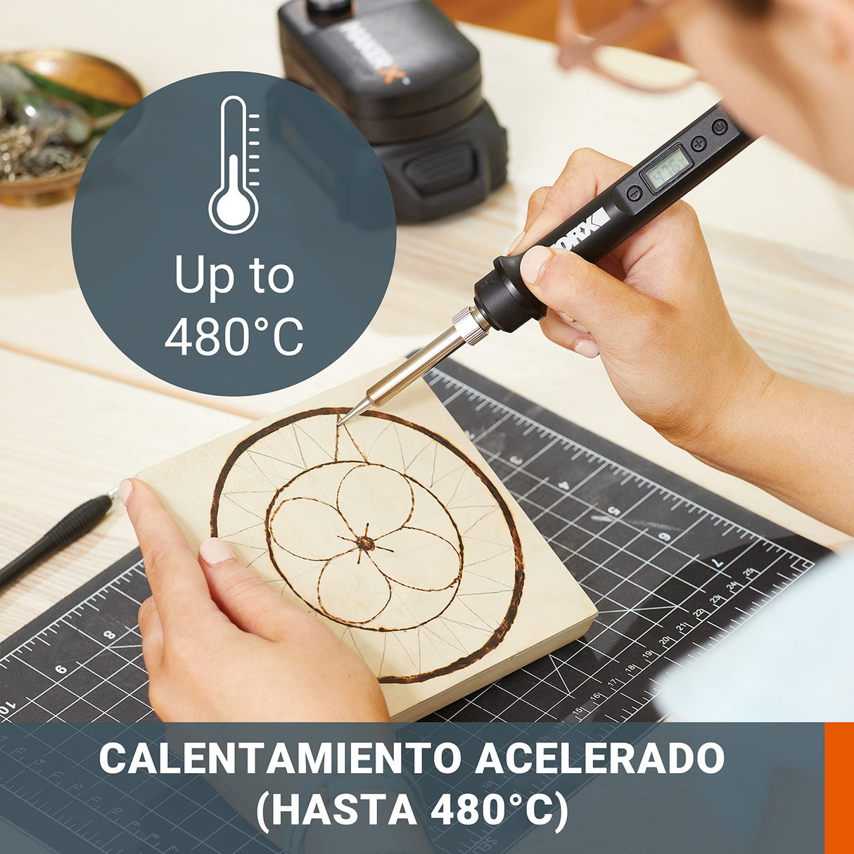 WORX Kit MakerX Herramienta rotativa + soldador 20V | PowerShare | WX988-1 batería de 2Ah con indicador, 1 cargador