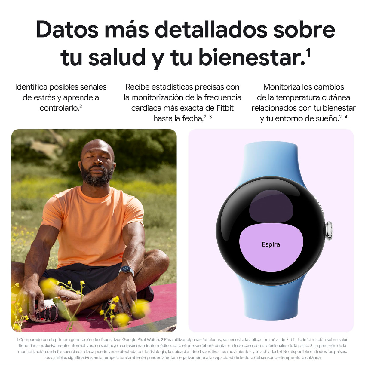Google Pixel Watch 2 con Fitbit y Google - Control de frecuencia cardiaca, gestión del estrés y seguridad - Smartwatch Android - Caja de aluminio en tono plata - Correa deportiva en porcelana - Wi-Fi