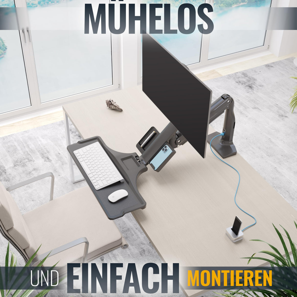 RICOO Soporte Monitor Mesa Brazo articulado Giratorio Inclinable Pantalla PC 17-32" (43-81cm) TS5411 Stand para monitores VESA 75x75 100x100