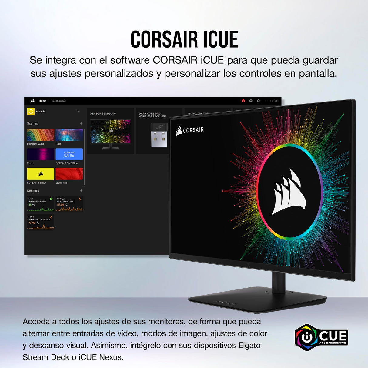 Corsair XENEON 32UHD144-A de 32 Pulgadas Monitor para Juegos 4K - 144 Hz, IPS, 1 ms, 3840 x 2160, FreeSync Premium, HDR600, DisplayPort, HDMI, Concentrador USB-C