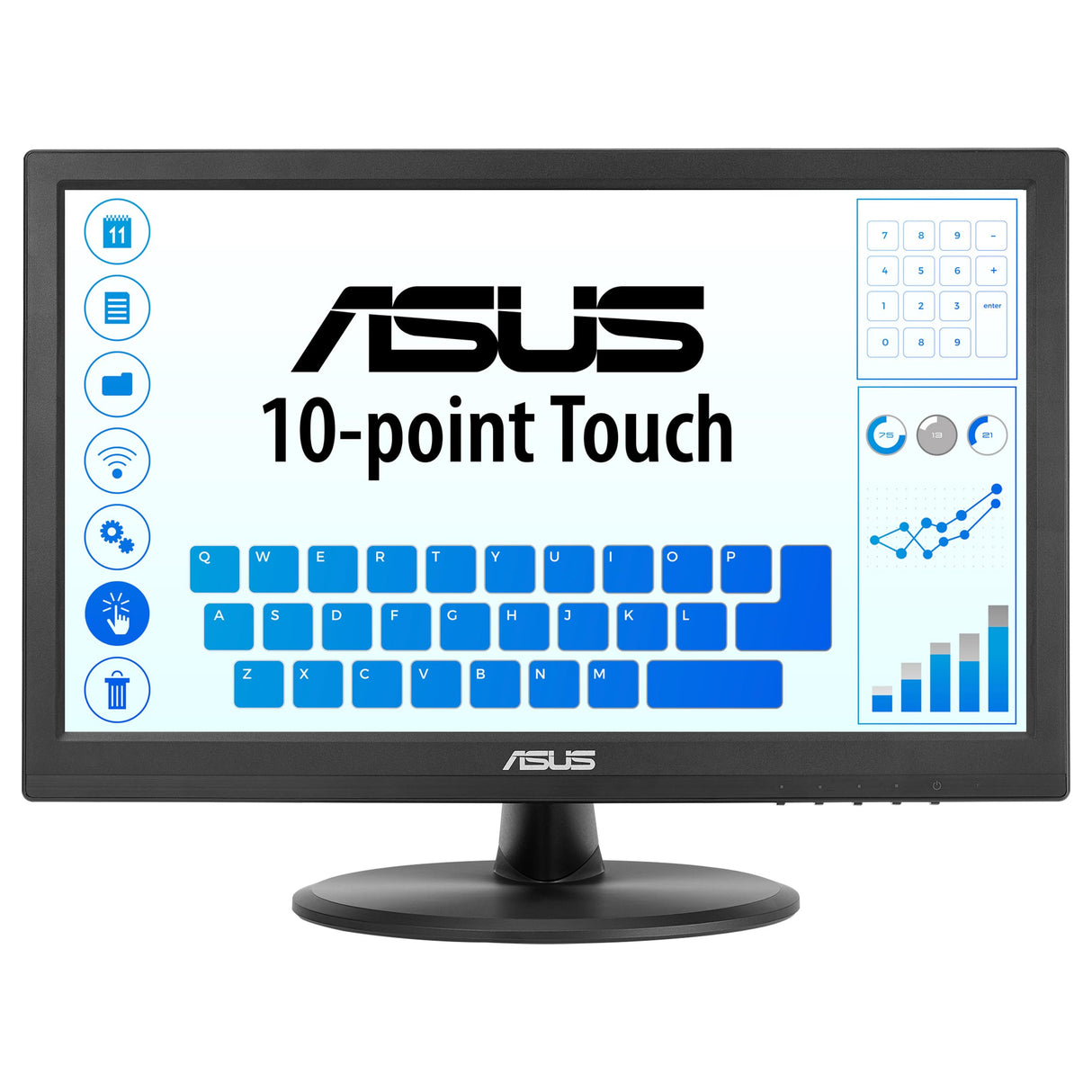 ASUS VT169HE Monitor táctil de 16" FHD (1920 x 1080), táctil de 10 Puntos, IPS, ángulo de visión Amplio, sin Marco, antiparpadeo, luz Azul Reducida, HDMI, Compatible con Windows 11