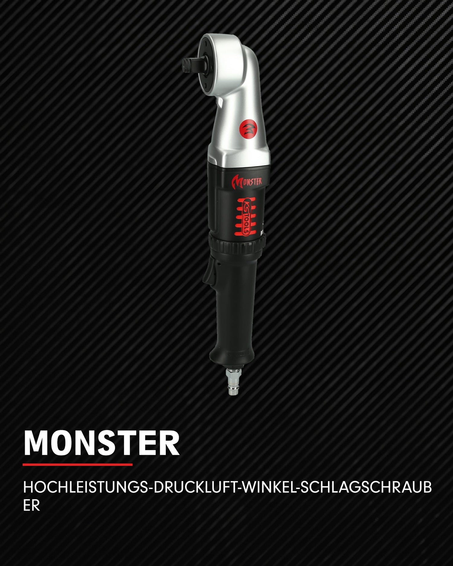 KS Tools 515.1625 Atornillador de impacto angular a aire comprimido de 1/2" MONSTER de alta potencia, 271 Nm
