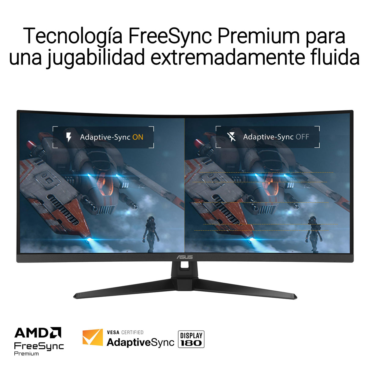 ASUS TUF Gaming VG34VQ3B - Monitor Gaming de 34 Pulgadas WQHD (3440x1440), Curvo, 180 Hz, ELMB Sync, FreeSync Premium, 1 ms MPRT, 90% DCI-P3, DisplayWidget Center