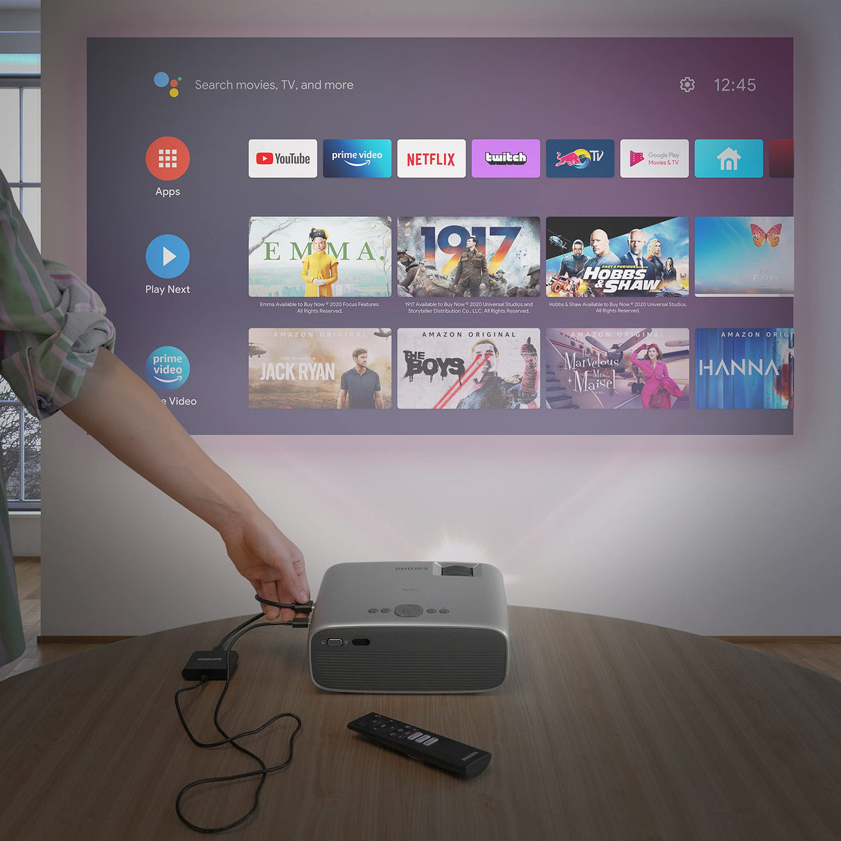Proyector NeoPix Ultra One+ Full HD de Philips: con Llave USB Android TV, Chromecast Integrado y Puerto HDMI