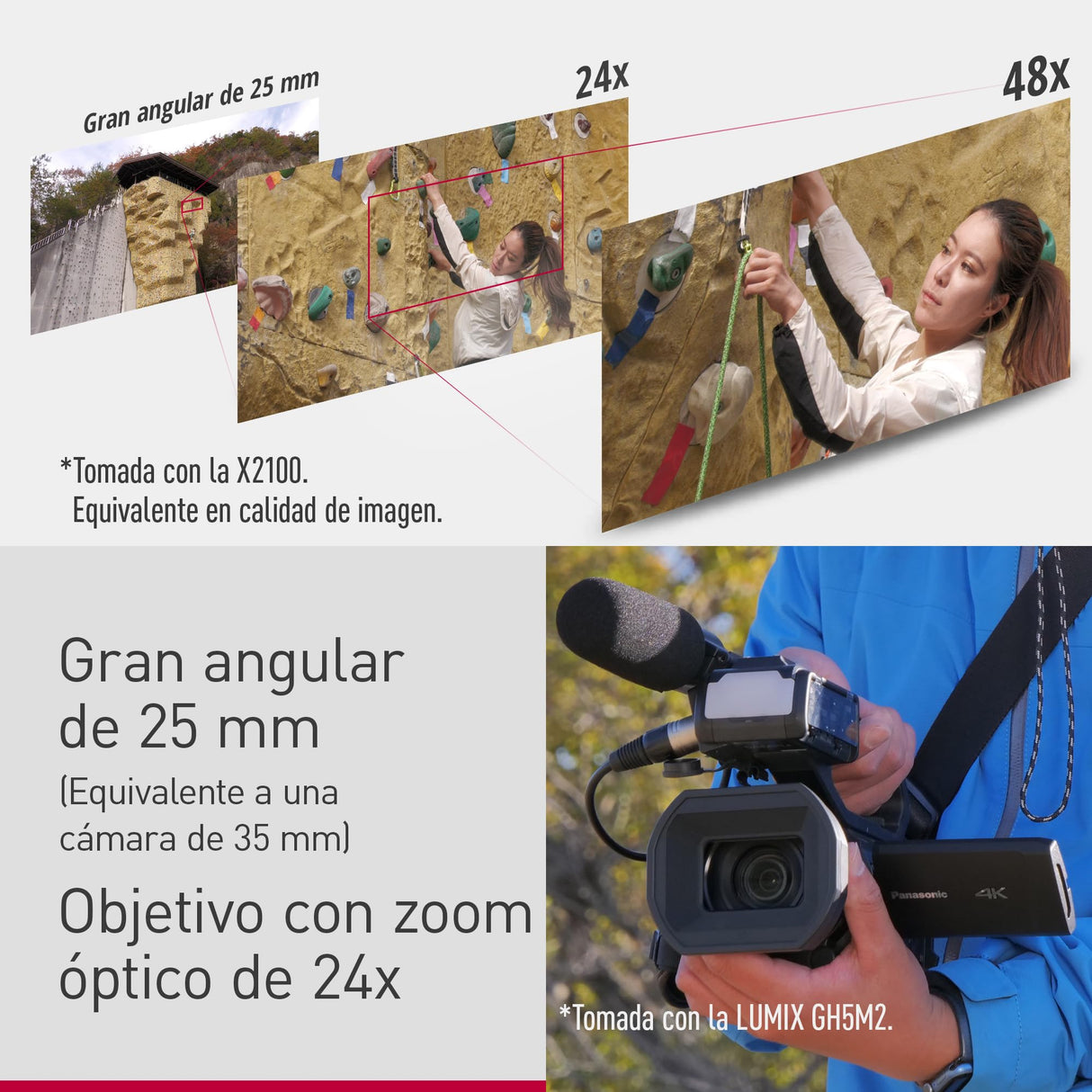 Panasonic AG-CX18EH 4K 60p Videocámara Profesional con Lente Gran Angular de 25 mm, Zoom de 24x, 3G-SDI, XLR, OIS Híbrido de 5 Ejes, Luz LED, Wi-Fi, USB PD, Negra
