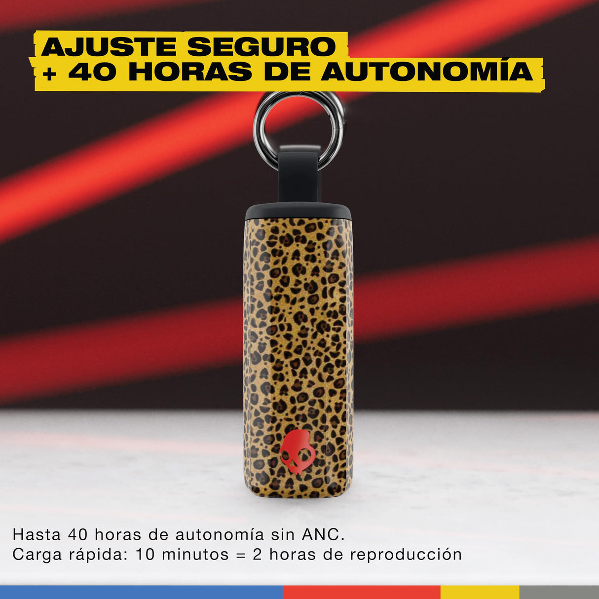 Skullcandy Auriculares inalámbricos Method 360 ANC Sonido Bose, audífonos Bluetooth, cancelación de Ruido, 40 Horas de autonomía, Resistentes al Sudor y Agua, micrófono para iPhone Android - Leopardo