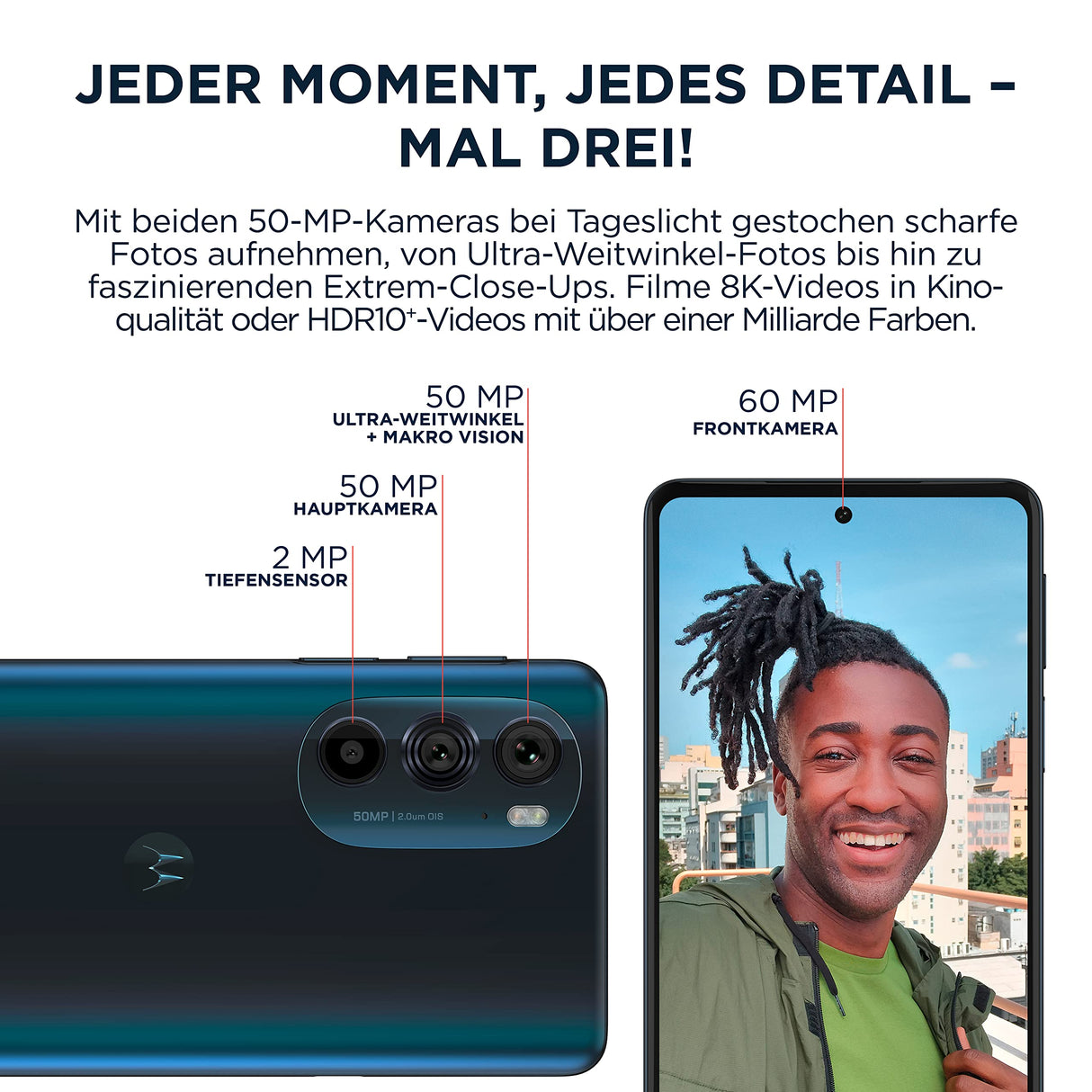Motorola Moto Edge30 Pro - Smartphone (Pantalla 6,7 FHD+, cámara de 50 MP, 12/256 GB, 4800 mAh, Android 12), Cosmos Blue (Incluye Funda Protectora + Adaptador para Coche)
