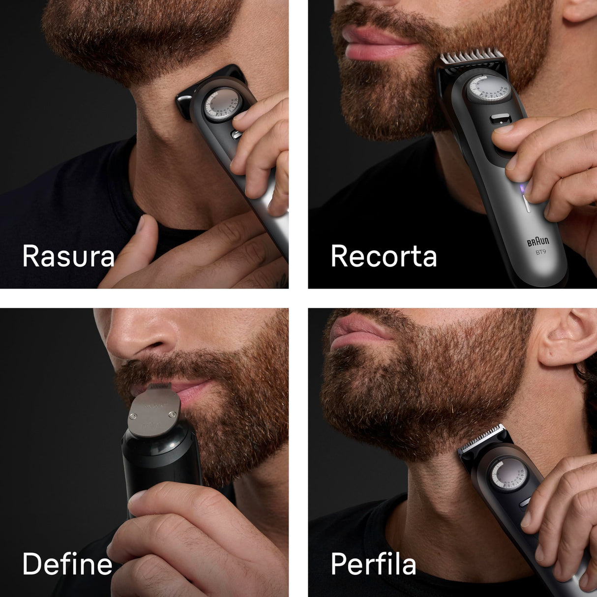 Braun Recortadora De Barba Series 9 BT9545, +11 Accesorios Para Barba, 52 Longitudes, ProBlade, Cromo