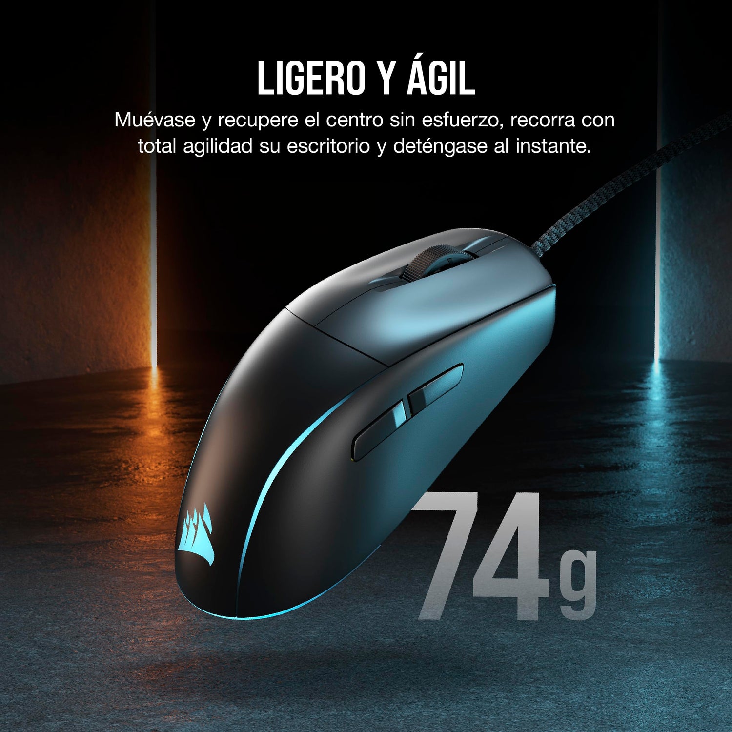 Corsair M75 Ratón para Juegos FPS Ligero RGB con Cable – 26.000 PPP – Botones Laterales Intercambiables – PC – Negro