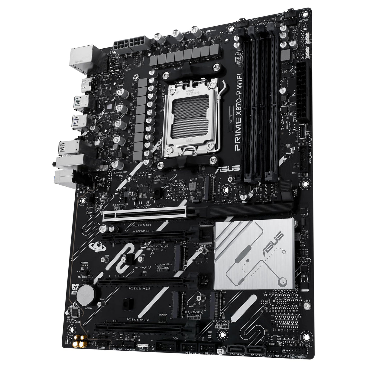 ASUS Prime X870-P WiFi - Placa Base AMD ATX, 14+2+1(80A) etapas de Potencia, PCIe 5.0 x16 Compatible con GPU de última generación, 4X M.2, DDR5, WiFi 7, Q-Antenna
