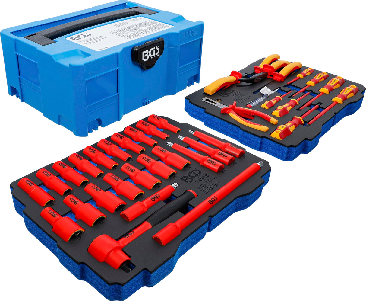 BGS 70230 | Alicates, tenazas y pinzas/destornilladores y juego de llaves de vaso VDE | BGS systainer® | 36 piezas