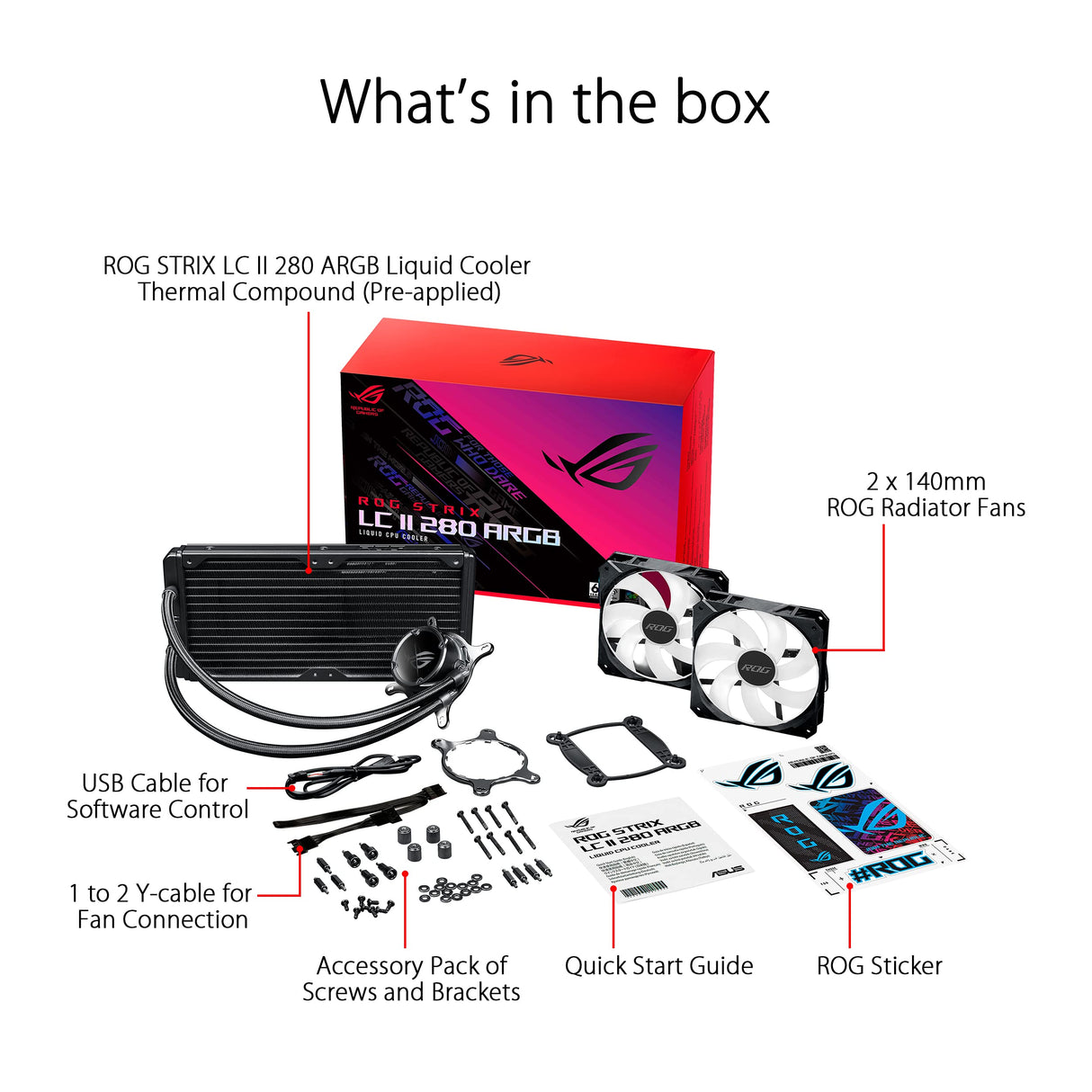 ASUS ROG Strix LC II 280 ARGB - Sistema de refrigeración líquida AiO para CPU con Aura Sync y Dos Ventiladores radiadores RGB direccionables ROG de 140 mm