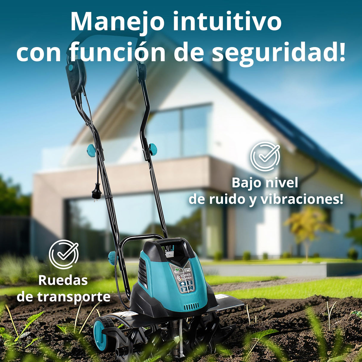 Könner & Söhn KS 1500 T E - Azada eléctrica de acero de 23 cm, ancho de trabajo de 40 cm, profundidad de trabajo de 23 cm, 1500 W, 230 V, fresadora de jardín para parcelas de patio, flores y parterres