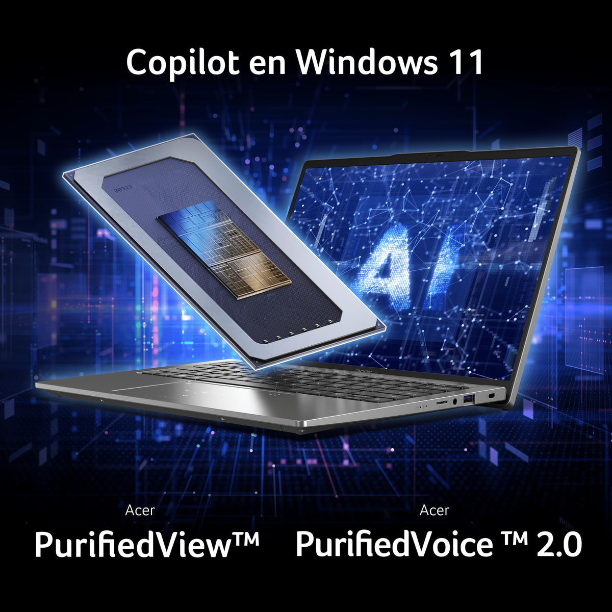 Acer Swift Go 14 SFG14-73 - Ordenador Portátil 14" 2.8K OLED (Intel Core Ultra 7 Processor 155U, 16GB RAM, 512GB SSD, Windows 11 Home) Plata - Teclado QWERTY Español