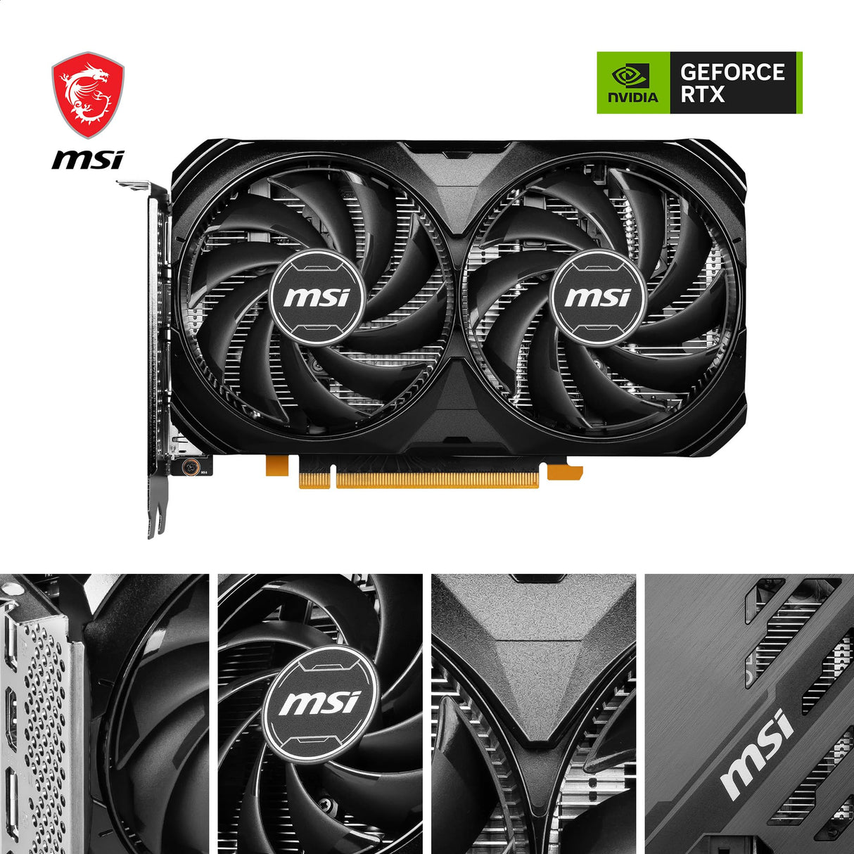 MSI GeForce RTX 4060 Ti VENTUS 2X BLACK 16G OC Tarjeta Gráfica - RTX 4060 Ti, 16GB GDDR6, 16GB, PCIe 4.0 - 2 x TORX Fan 4.0 - HDMI 2.1a, DisplayPort 1.4a, Estándar