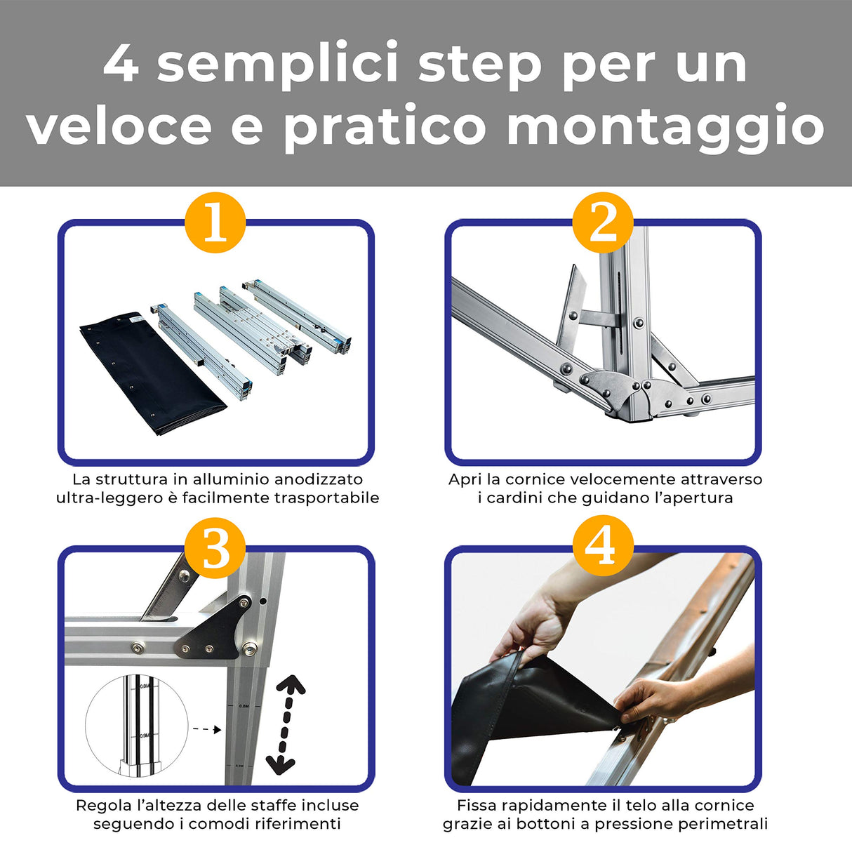 Pantalla de proyección transportable (120 Pulgadas) 250 cm Formato 16:10 259 x 162 Metros y Medio Ligero y Plegable Pantalla proyector 2 m Tela proyector Retro Pantalla de proyección 3 m FullHD 4K 3D
