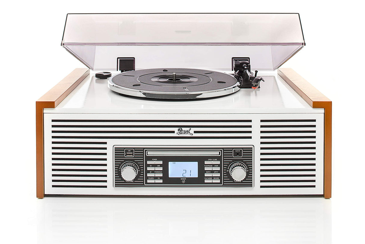 Dual NR 7 - Equipo de música estéreo con Tocadiscos (sintonizador FM, CD-RW, MP3, USB, Bluetooth, Entrada Auxiliar), Color marrón