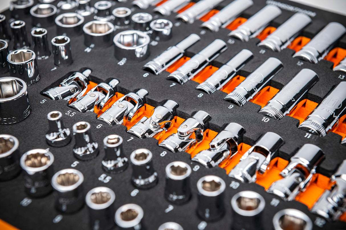 GEARWRENCH Juego de llaves métricas de 1/4 pulgadas en bandeja de almacenamiento de espuma, 89 piezas, GWMSSKT14MM