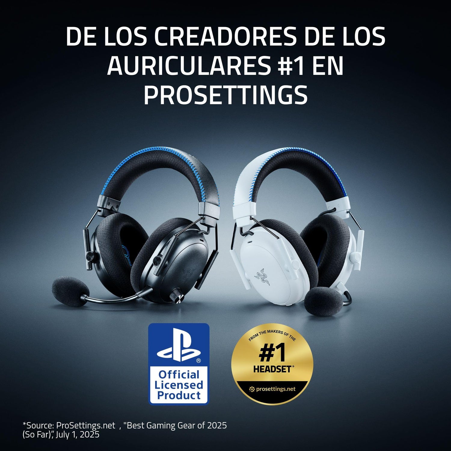 Razer BlackShark V3 Pro for PlayStation - Auriculares inalámbricos para esports con cancelación activa de ruido ANC - Controladores de 50mm - HyperSpeed 2,4GHz - Spatial THX - PS5/PC | Negro