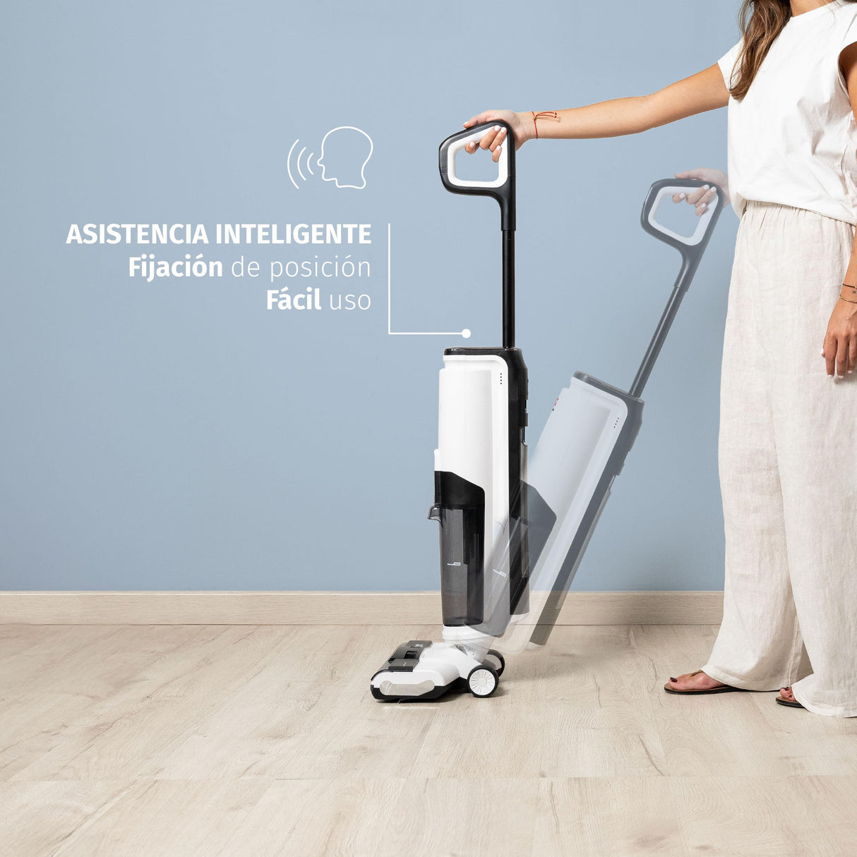 Di4 Velluto Fregona Eléctrica 2 en 1 Aspira y Friega, Motor Digital Brushless 220W, Autolimpieza, Sensor Inteligente de Suciedad, 40 min Autonomía, Pantalla LED, Doble Depósito, Tracción Automática