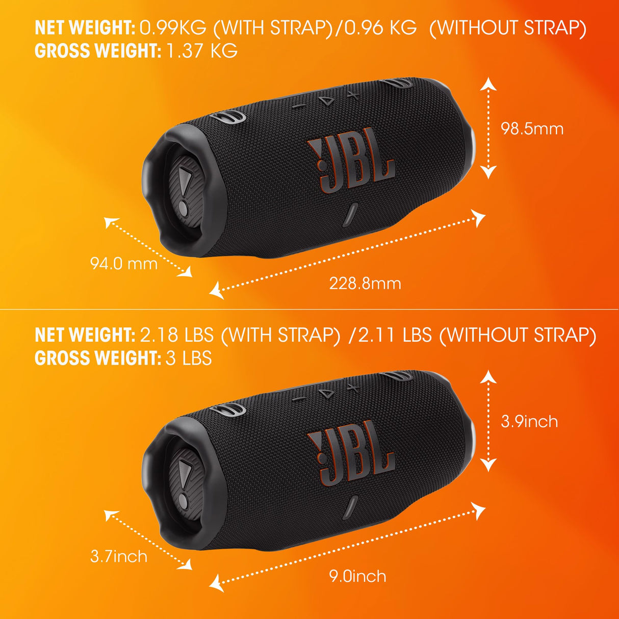JBL Charge 6, Altavoz Bluetooth portátil inalámbrico, 28h de batería, Resistencia al Agua IP68, a Prueba de Polvo y caídas, Sonido Pro con AI Sound Boost, Compatible con Auracast, Multicolor