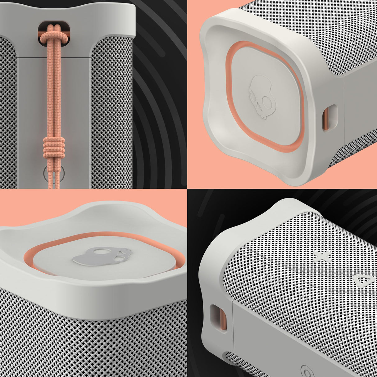 Skullcandy Terrain Altavoz Portátil Inalámbrico con Bluetooth, Impermeabilidad IPX7, 14 Horas de Batería, True Wireless Stereo y Correa Integrada para Viajes y Uso en Exteriores - Hueso/Naranja